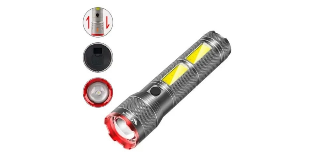 Smiling Shark X03 Rechargeable Flashlight with COB Side Light