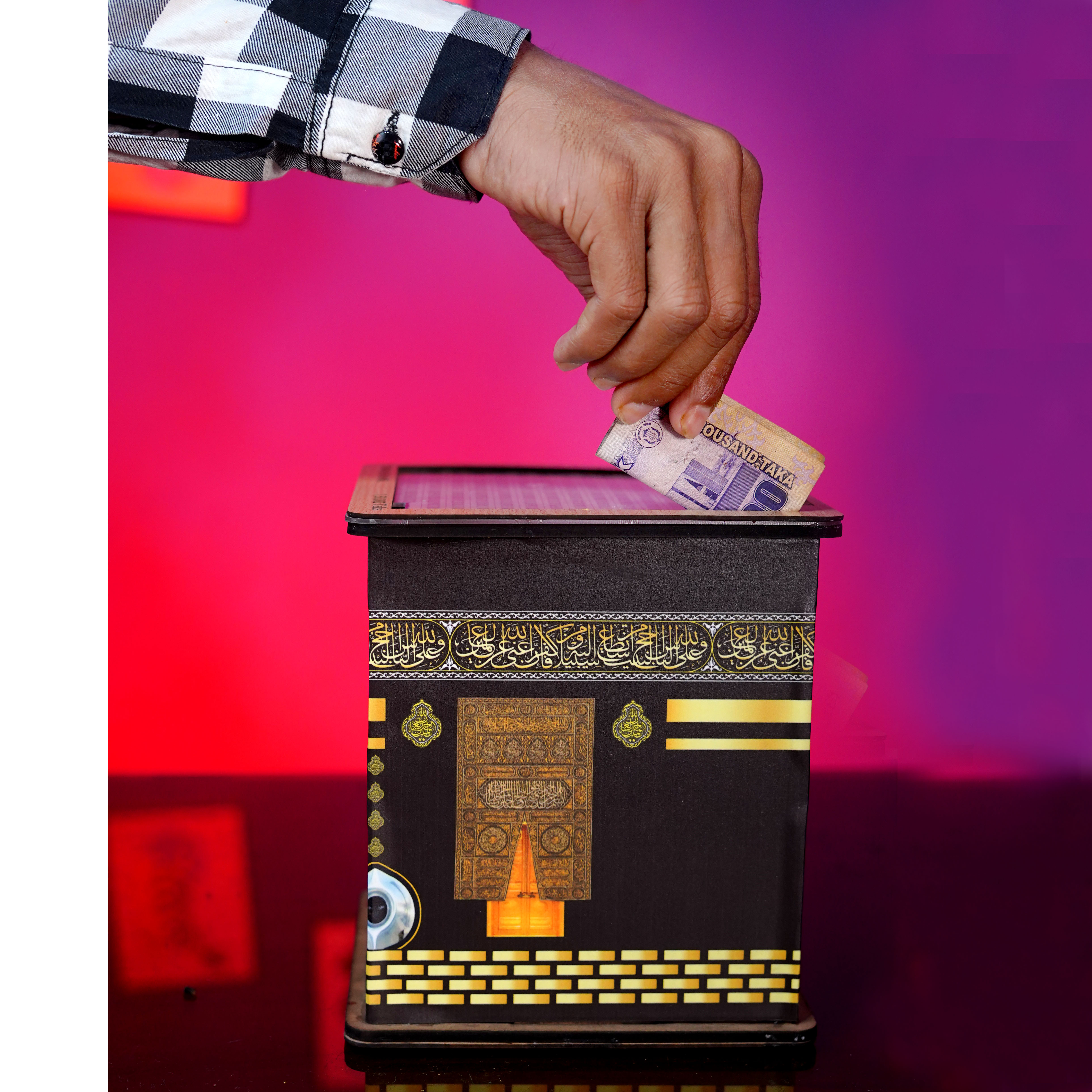 Premium Wooden Umrah Bank - Kaba Sharif Design Savings Box